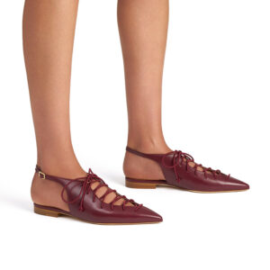 Lace-Up Pointed Toe Slingback Flats