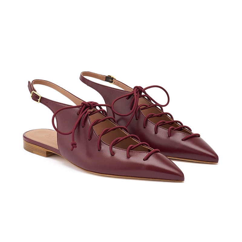 Lace-Up Pointed Toe Slingback Flats