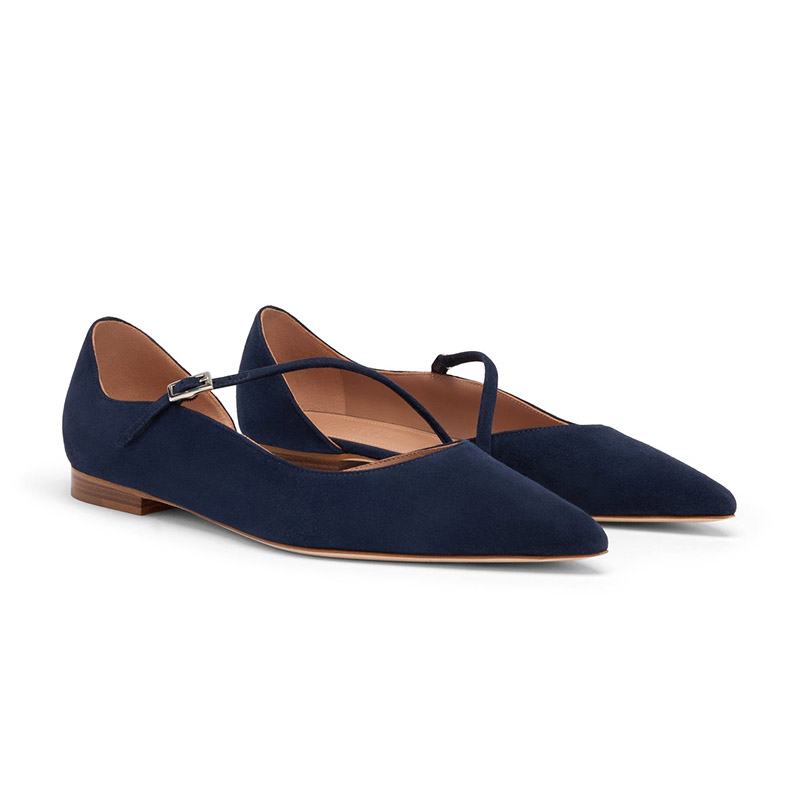 Bailarinas Mary Jane con punta afilada y correa en T