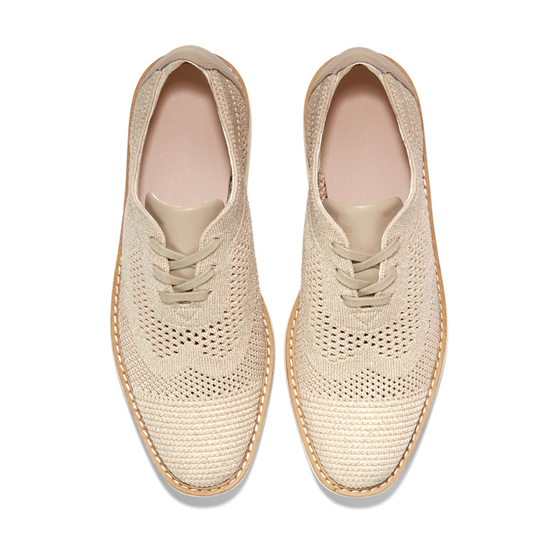 Knit Mesh Brogue Platform Lace-Up Flatform Oxford Sneakers