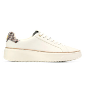 Houndstooth Panel Platform Lace Up Sneakers