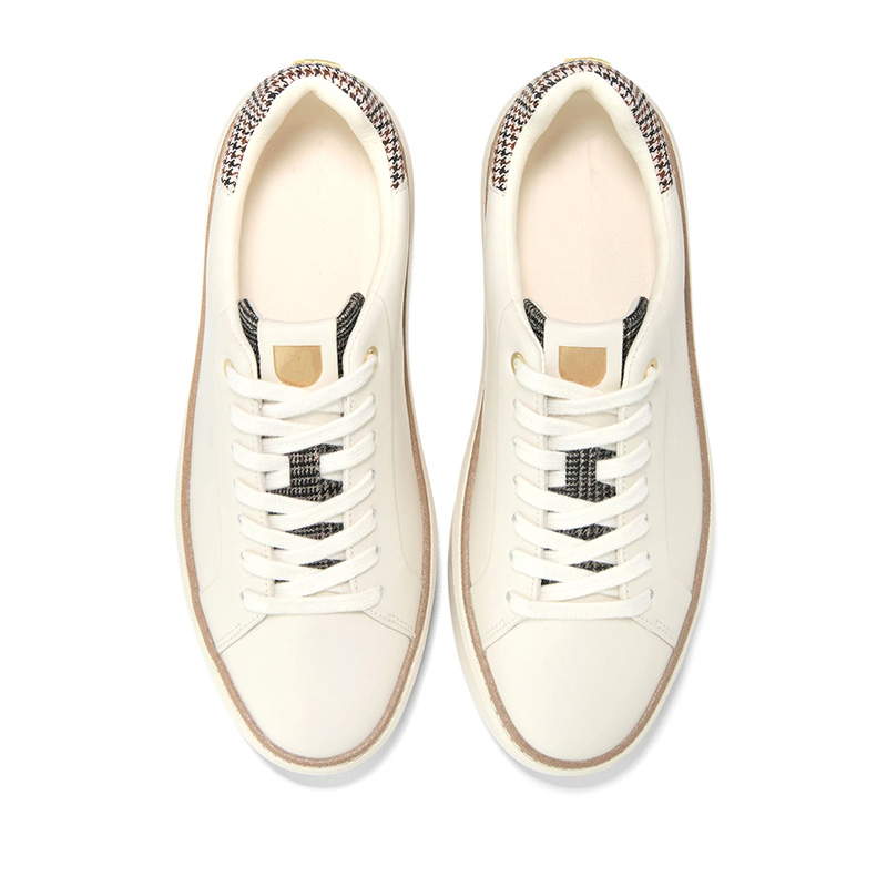Houndstooth Panel Platform Lace Up Sneakers