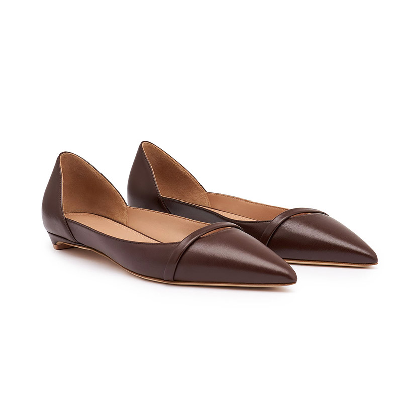 Pointed Toe D'Orsay Flat with Front Strap