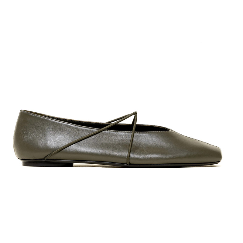 Zapatillas de ballet planas de punta cuadrada con tiras finas entrecruzadas