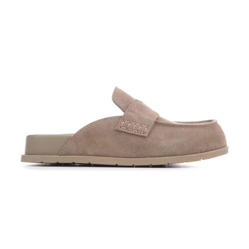 Suede Penny Loafer Mule Shoes