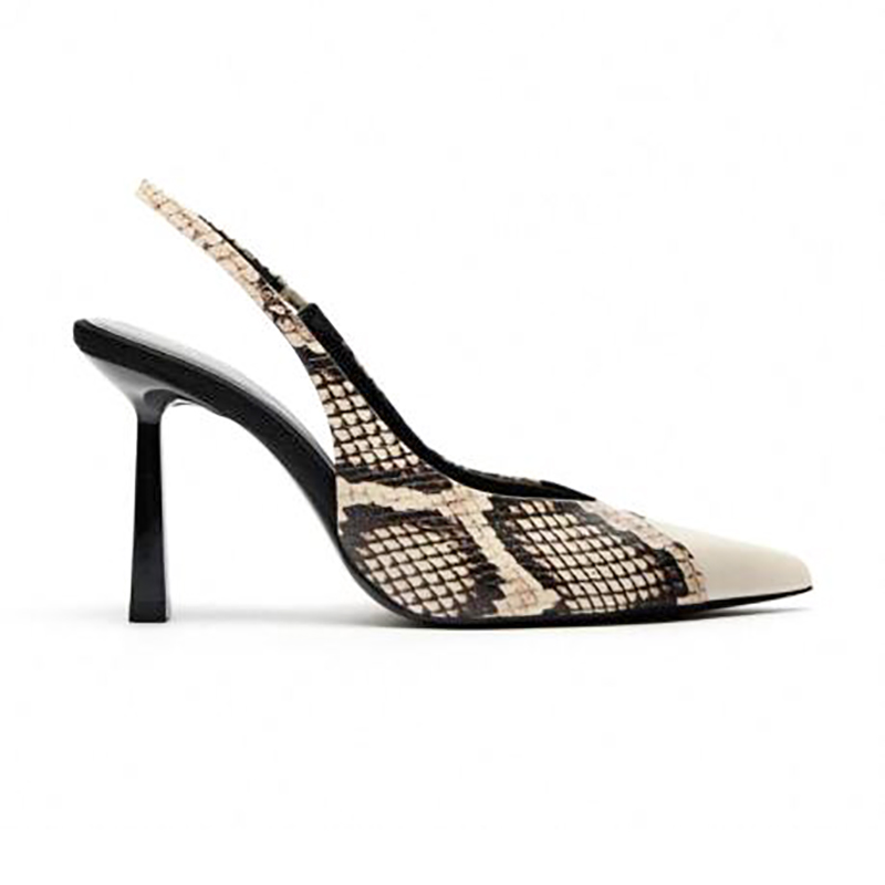 Snake Print Slingback High Heel Pumps