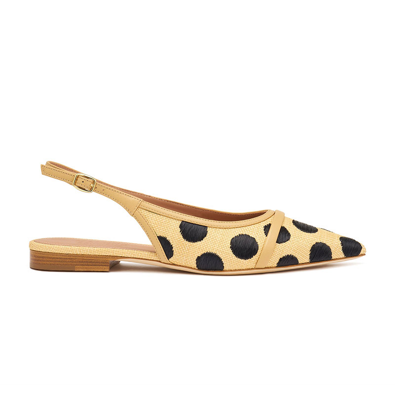 Polka Dot Pointed Toe Slingback Flats