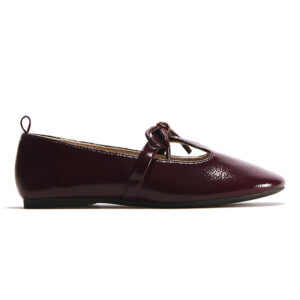 Burgundy Girls T-Strap Bow Patent Mary Jane Flats