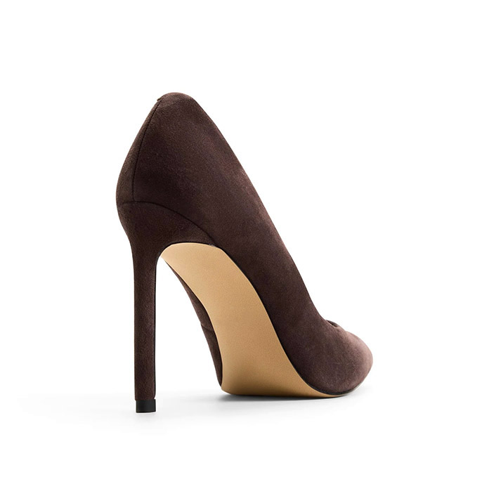 Dark Brown Suede Pointed Toe Stiletto Pumps