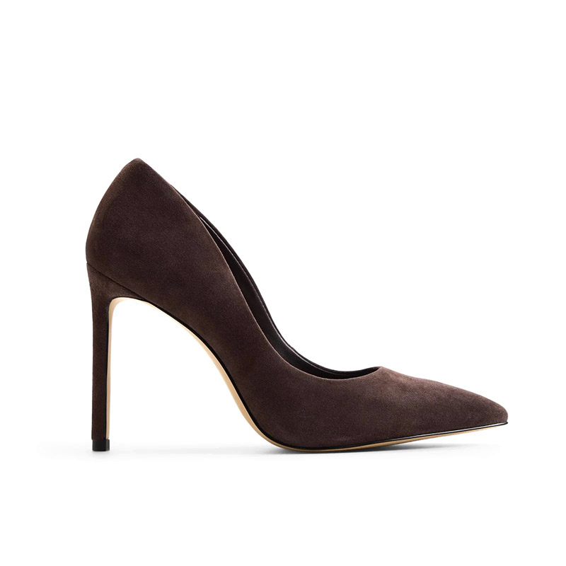Dark Brown Suede Pointed Toe Stiletto Pumps