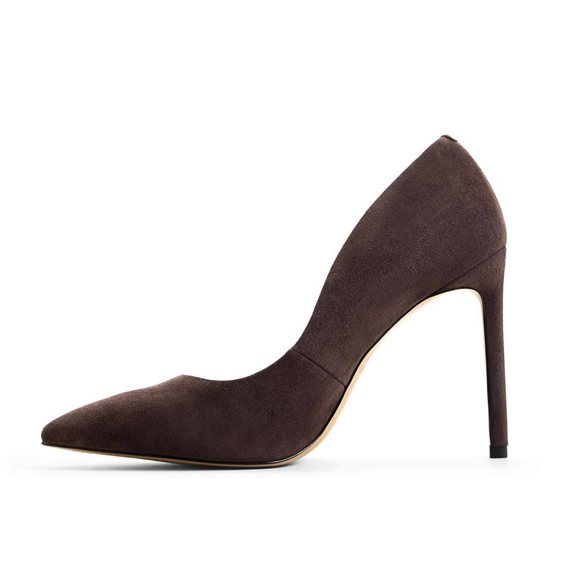 Dark Brown Suede Pointed Toe Stiletto Pumps