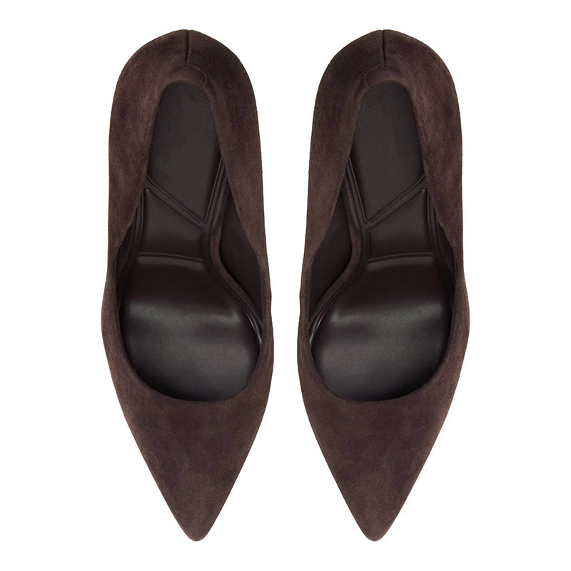 Dark Brown Suede Pointed Toe Stiletto Pumps