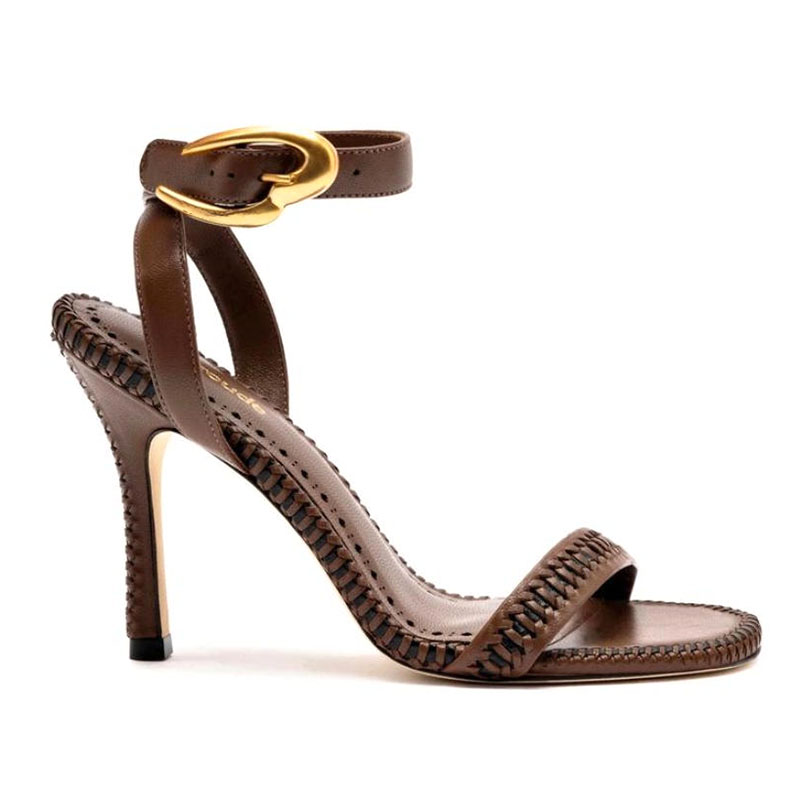 Whipstitch Stiletto Ankle Strap Sandals