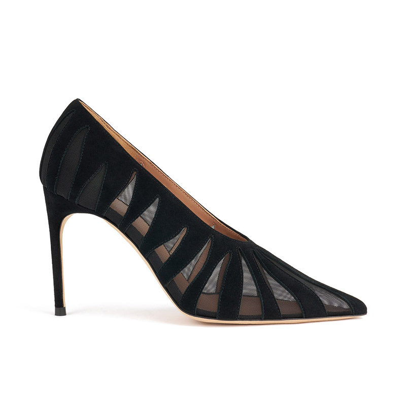 Mesh Panel Pointed Toe Stiletto Pumps