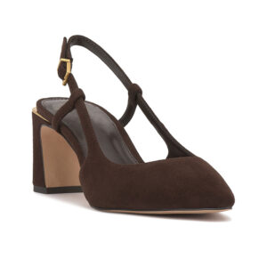 Pointed Toe Slingback Block Heel Pumps