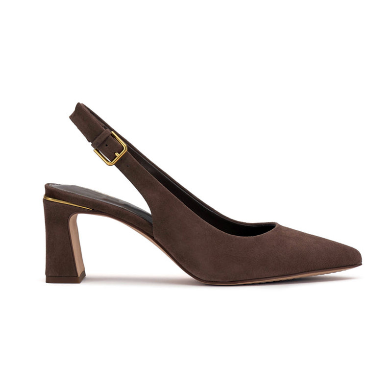 Pointed Toe Slingback Block Heel Pumps