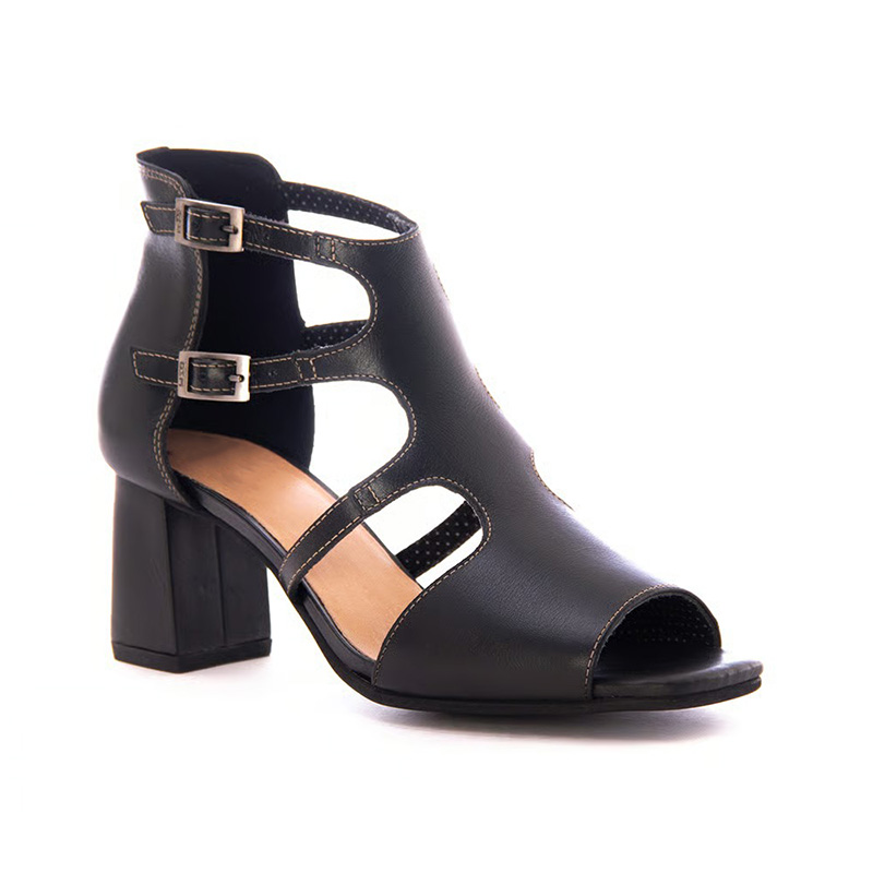 Cutout Ankle Strap Block Heel Sandals