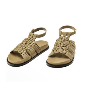 Braided Strap Flat Gladiator Sandals with Slingback Buckle