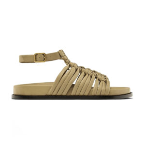 Braided Strap Flat Gladiator Sandals with Slingback Buckle