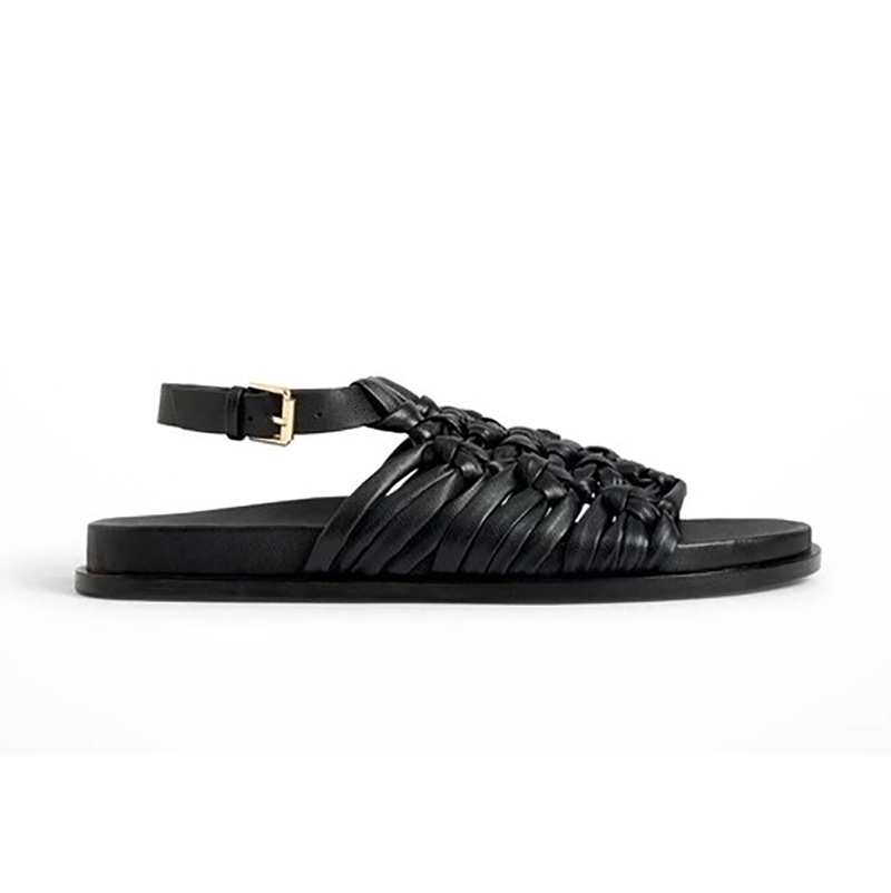 Braided Strap Flat Gladiator Sandals with Slingback Buckle