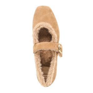 Fur Lined Mary Jane Square Toe Flats