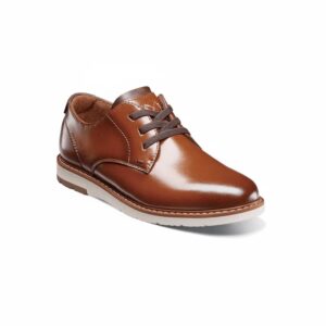 Zapatos derby casuales de cuero con cordones para niños, color marrón
