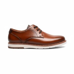 Zapatos derby casuales de cuero con cordones para niños, color marrón