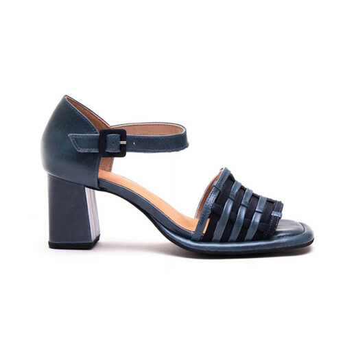 Woven Strap Block Heel Ankle Strap Sandals