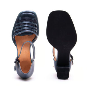 Woven Strap Block Heel Ankle Strap Sandals