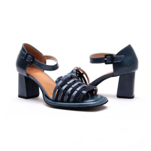 Woven Strap Block Heel Ankle Strap Sandals