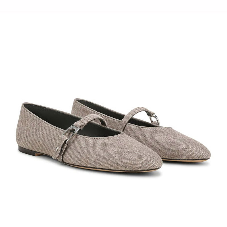 Zapatos planos tipo Mary Jane de tela texturizada