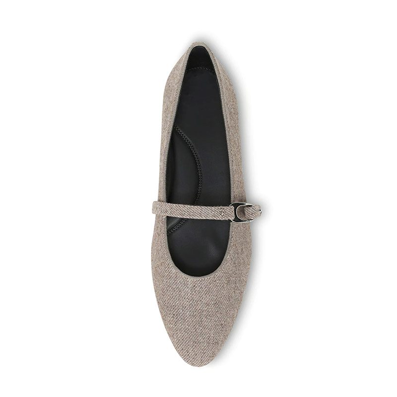 Zapatos planos tipo Mary Jane de tela texturizada