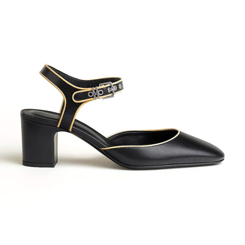 Square Toe Block Heel Ankle Strap Slingbacks