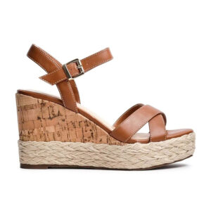 Brown Crisscross Strap Espadrille Wedge Sandals