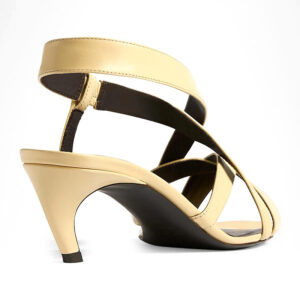 Nude Crossover Strap Kitten Heel Slingback Sandals