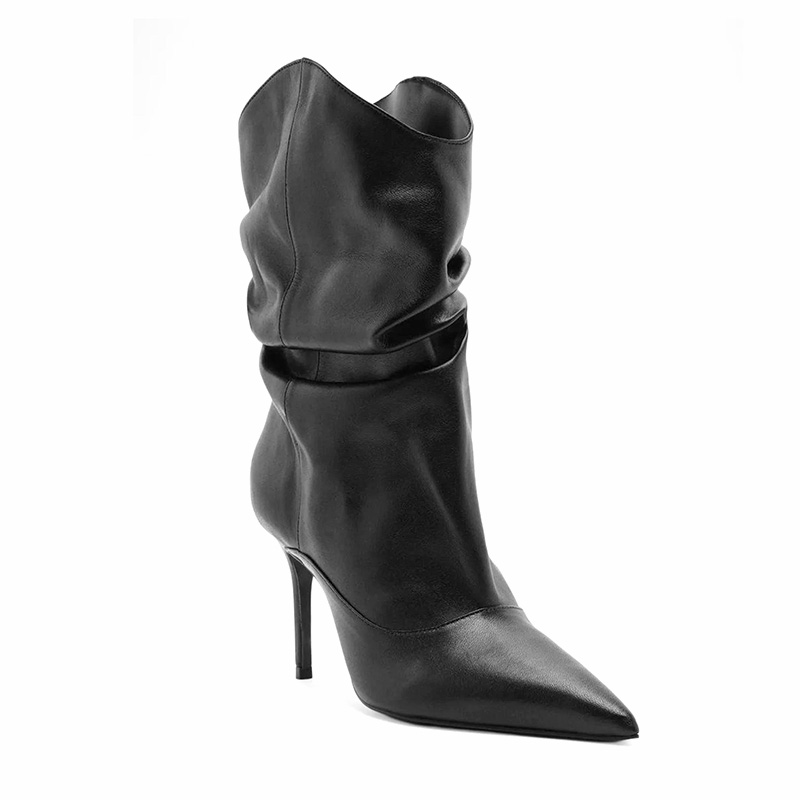 Slouchy Pointed Toe Stiletto Heel Ankle Boots