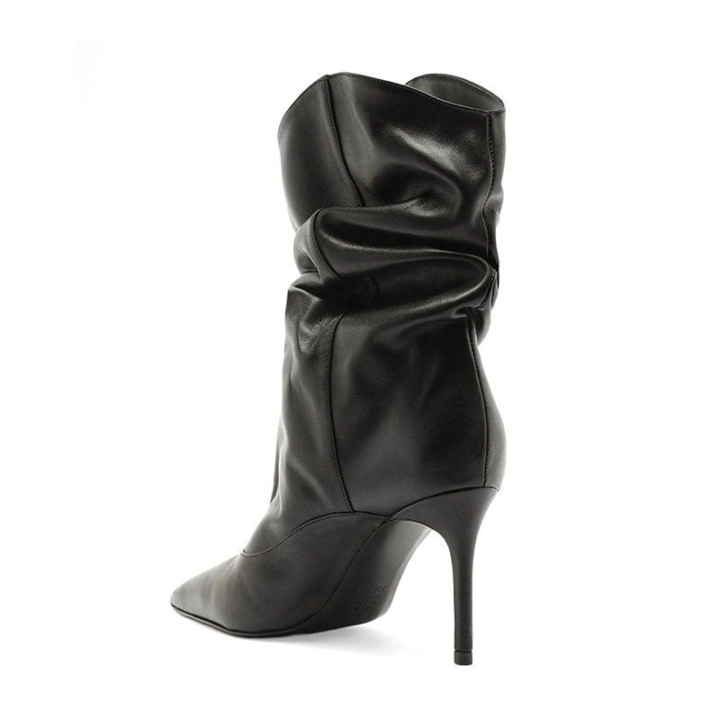 Slouchy Pointed Toe Stiletto Heel Ankle Boots