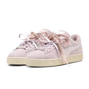 Pearl Lace Ribbon Lace Up Flat Sneakers