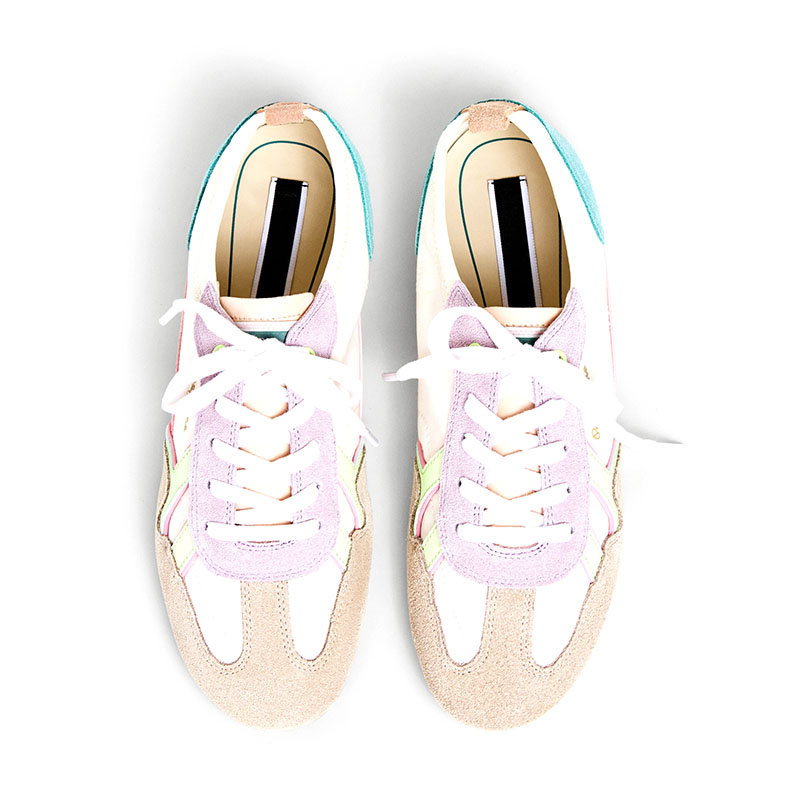Mixed Panel Retro Lace Up Trainers