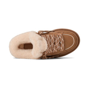 Baskets d'hiver à lacets « Mule » pour enfants, couleur marron, avec col en fourrure