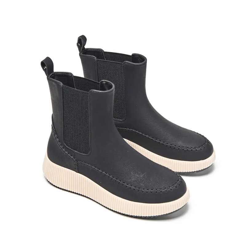 Ribbed Platform Chelsea Ankle Boots