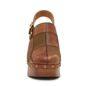 Patchwork Slingback Platform Clogs