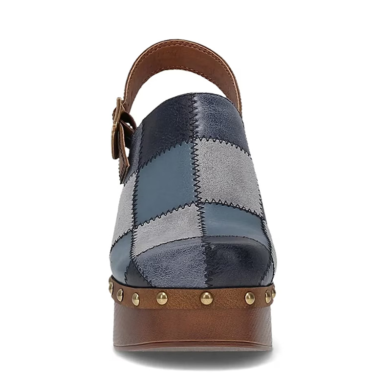 Patchwork Slingback Platform Clogs